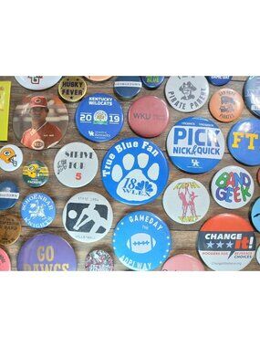 Sports Theme Pin Lot with Other School Pro Fan Support Vintage Modern Gear